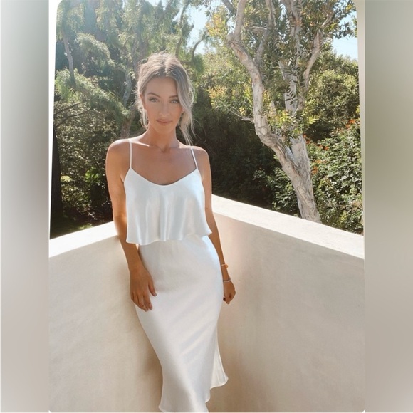 NADINE MERABI Ivory Silk Midi Dress - Picture 3 of 9